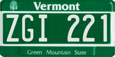 VT license plate ZGI221