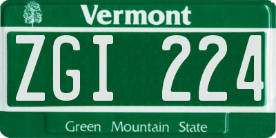 VT license plate ZGI224