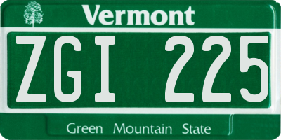 VT license plate ZGI225