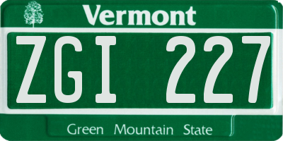 VT license plate ZGI227
