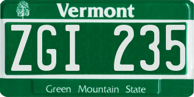 VT license plate ZGI235