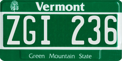 VT license plate ZGI236