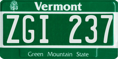 VT license plate ZGI237