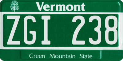 VT license plate ZGI238