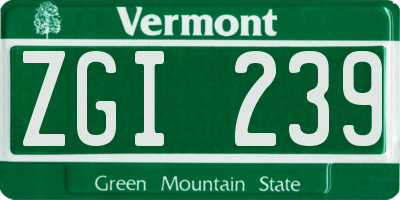 VT license plate ZGI239