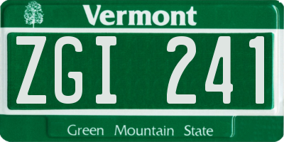 VT license plate ZGI241