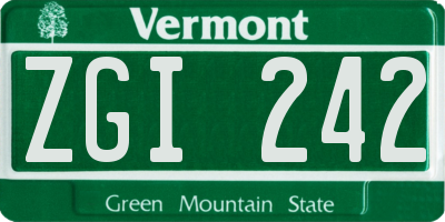 VT license plate ZGI242
