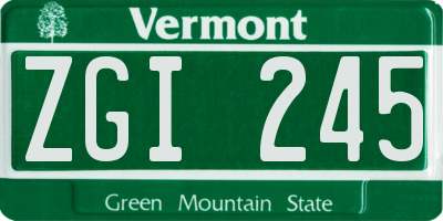 VT license plate ZGI245