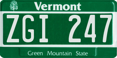 VT license plate ZGI247