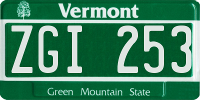 VT license plate ZGI253