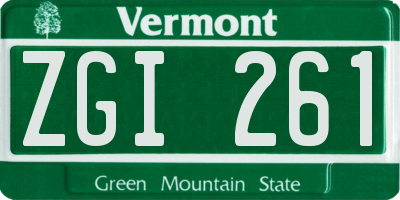 VT license plate ZGI261
