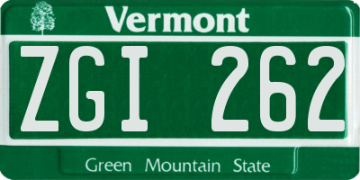 VT license plate ZGI262