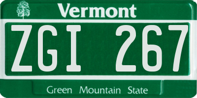 VT license plate ZGI267