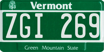 VT license plate ZGI269