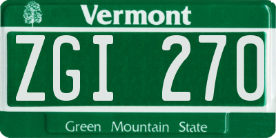 VT license plate ZGI270