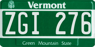 VT license plate ZGI276