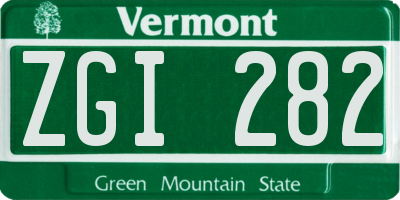VT license plate ZGI282