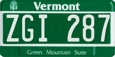 VT license plate ZGI287