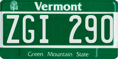 VT license plate ZGI290