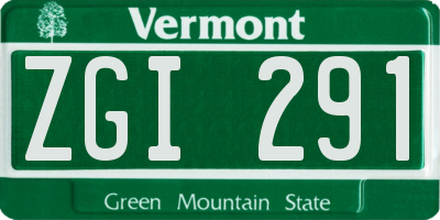VT license plate ZGI291
