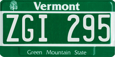 VT license plate ZGI295