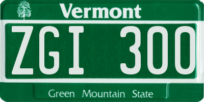 VT license plate ZGI300