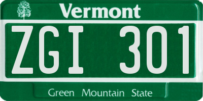 VT license plate ZGI301