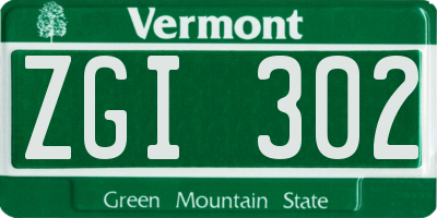 VT license plate ZGI302