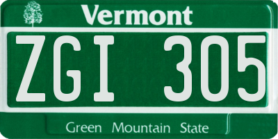VT license plate ZGI305