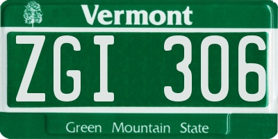 VT license plate ZGI306