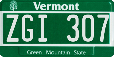 VT license plate ZGI307