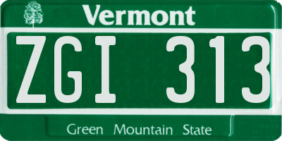 VT license plate ZGI313