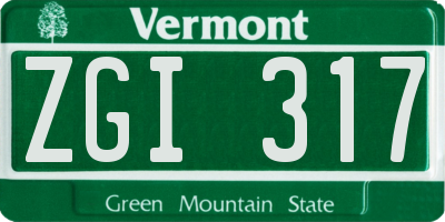 VT license plate ZGI317