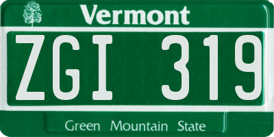 VT license plate ZGI319