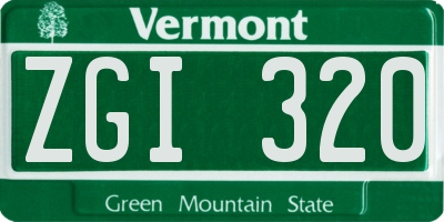 VT license plate ZGI320