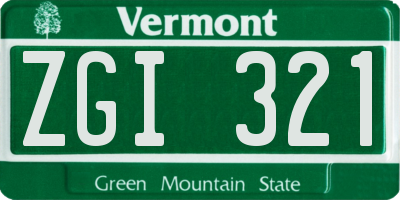 VT license plate ZGI321