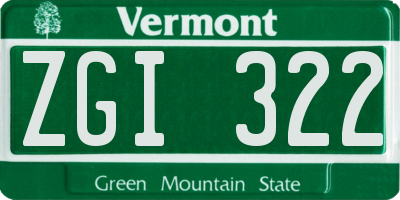 VT license plate ZGI322