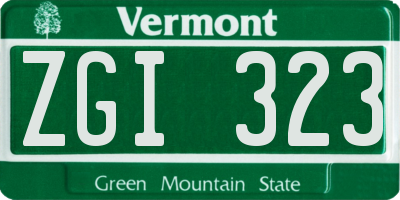VT license plate ZGI323