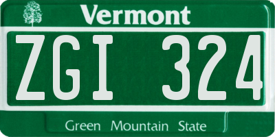 VT license plate ZGI324