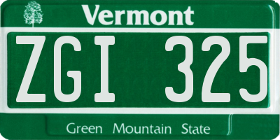 VT license plate ZGI325