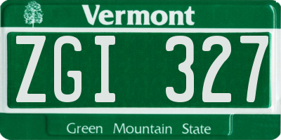VT license plate ZGI327