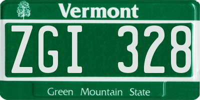 VT license plate ZGI328