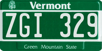 VT license plate ZGI329