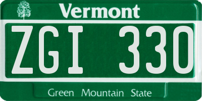 VT license plate ZGI330