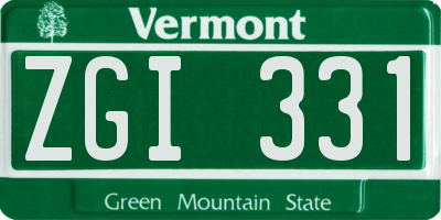 VT license plate ZGI331