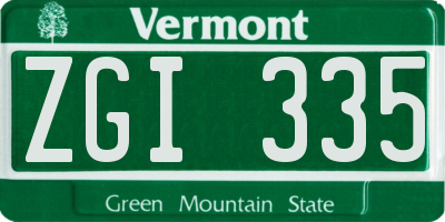 VT license plate ZGI335