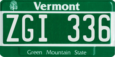 VT license plate ZGI336