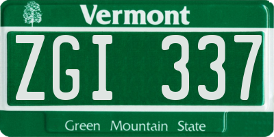 VT license plate ZGI337