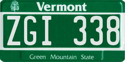 VT license plate ZGI338