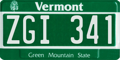 VT license plate ZGI341